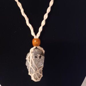 Adjustable macrame necklace with silicon piece